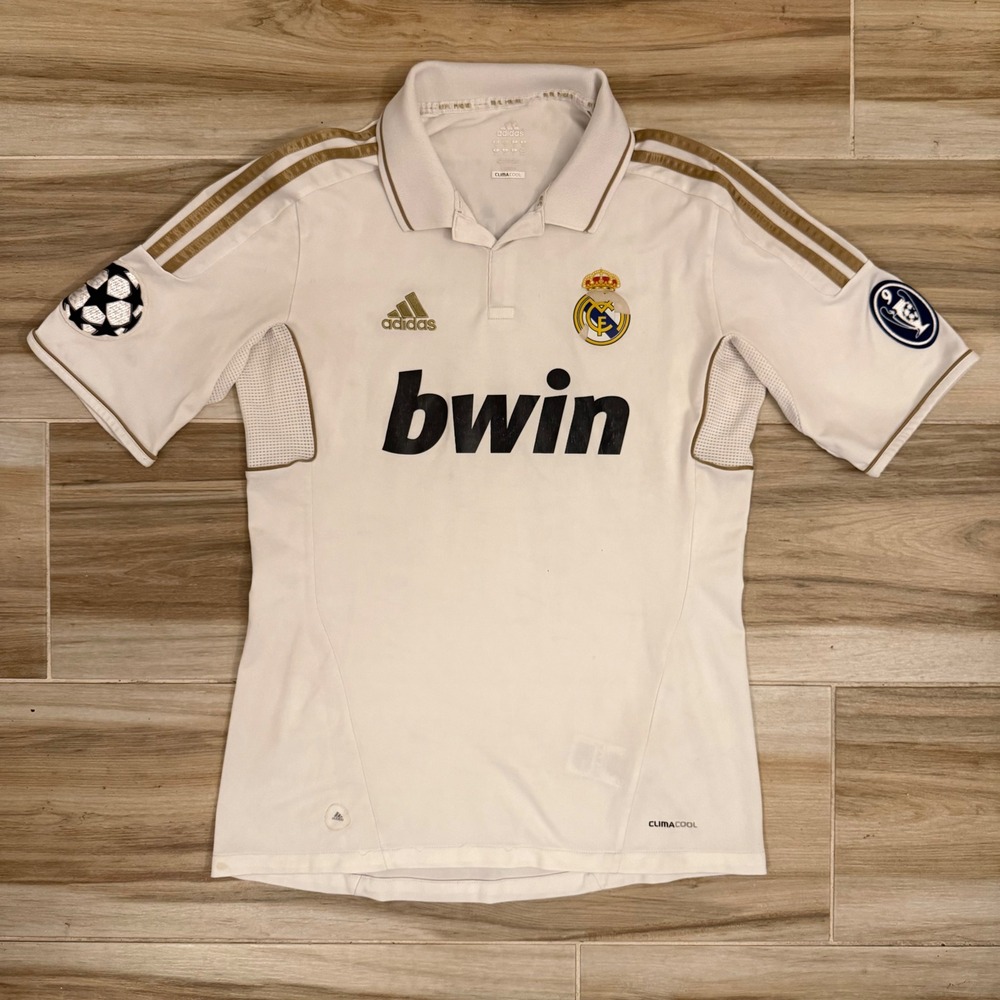 Adidas Real Madrid 2011-12 Home Jersey Alonso 14 White Gold Soccer Shirt Mens M
